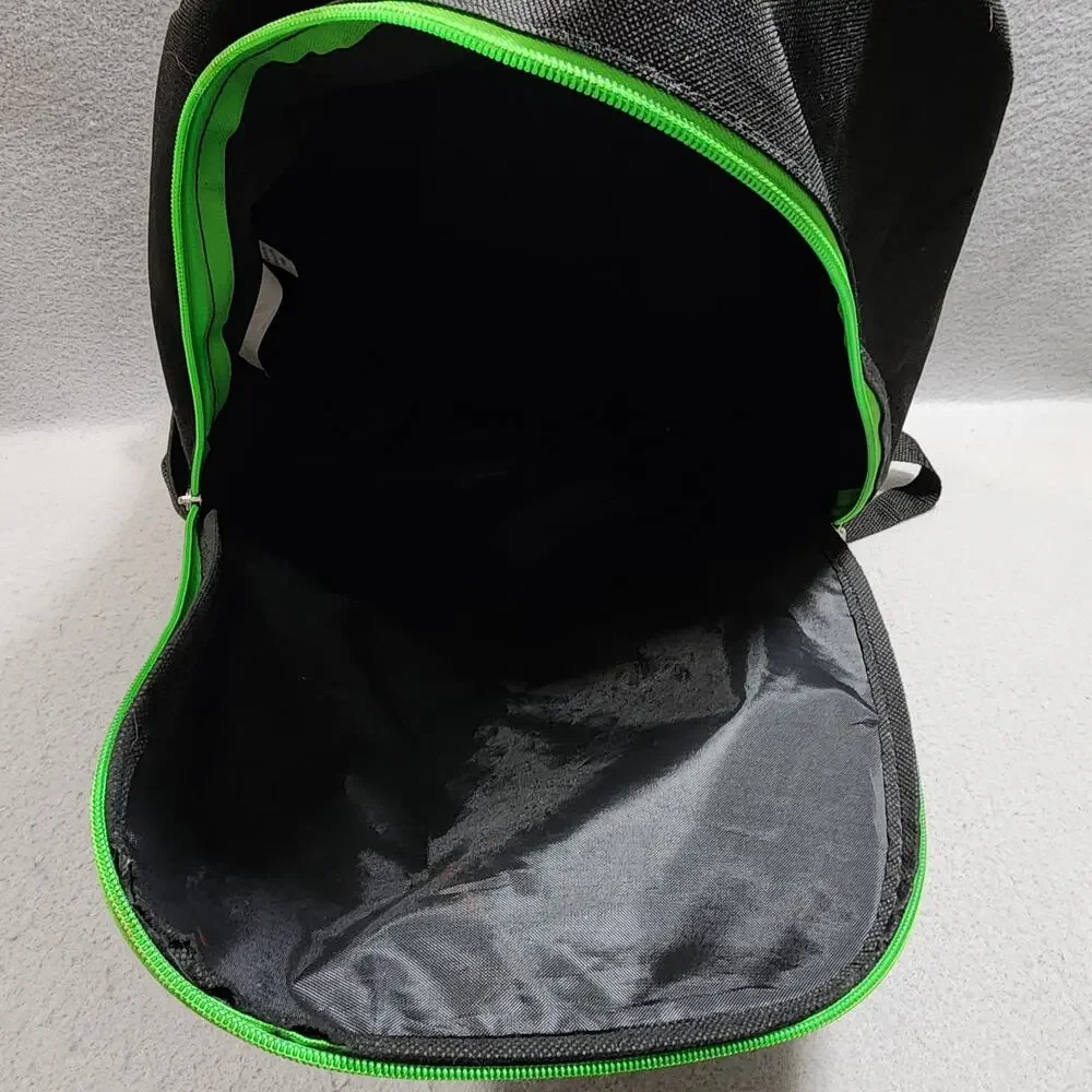 Children's Minecraft Character School Back Pack Book Bag Design Black-Green
